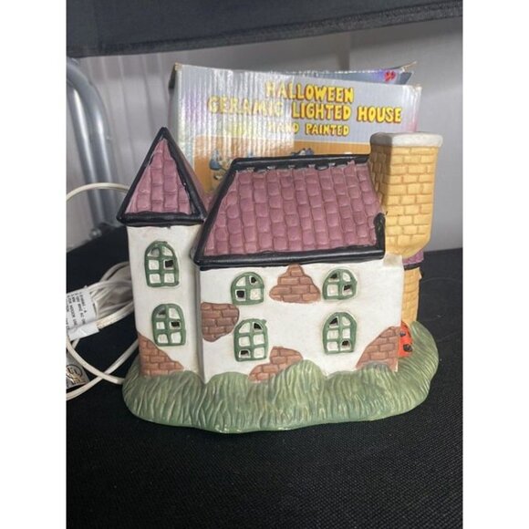Vintage Halloween Haunted House Ceramic Mansion Light Up Ghosts Spooky BULB - Picture 6 of 12